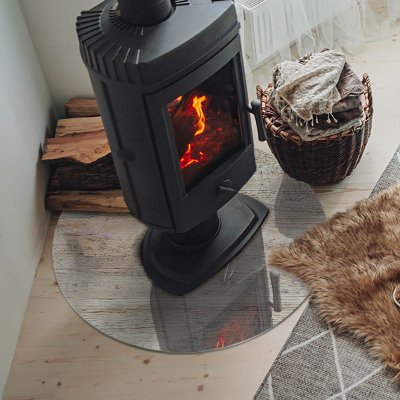 Onderplaat kachel ronde Lichte houtstructuur