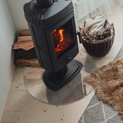 Onderplaat kachel ronde Natuursteenpatroon