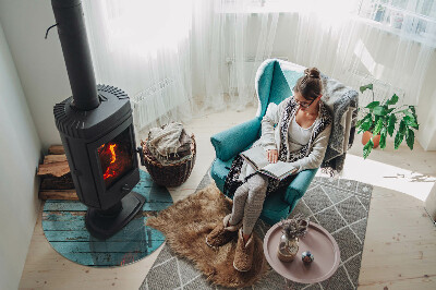 Onderplaat kachel ronde Rustieke stijl planken