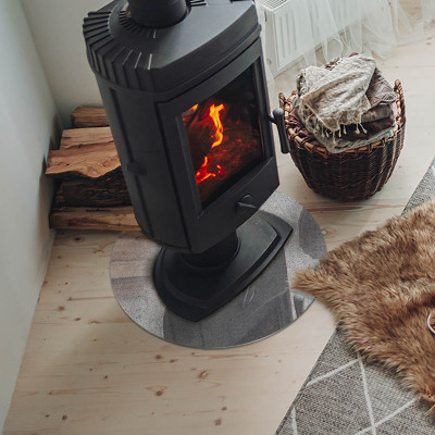 Onderplaat kachel ronde Ruwe betontextuur