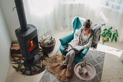 Kachel vloerplaat ronde Geometrie met hout