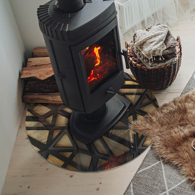 Kachel vloerplaat ronde Geometrie met hout