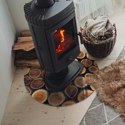 Kachel vloerplaat ronde Doos met gesneden hout