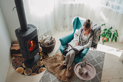Kachel vloerplaat ronde Doos met gesneden hout