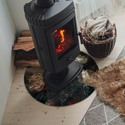 Onderplaat kachel ronde Bloemenpatroon met vlinders