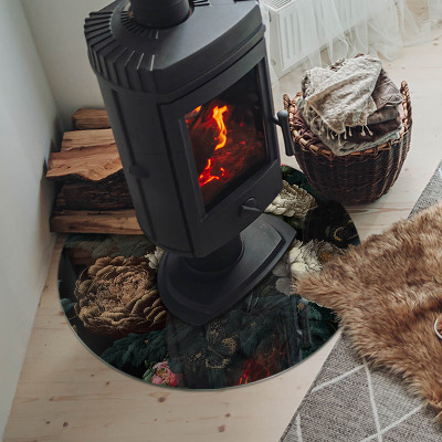 Onderplaat kachel ronde Bloemenpatroon met vlinders