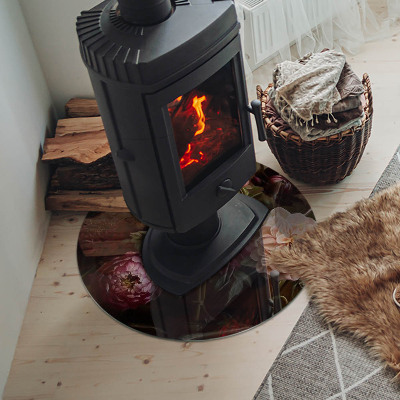 Onderplaat kachel ronde Bloemenboeket in detail