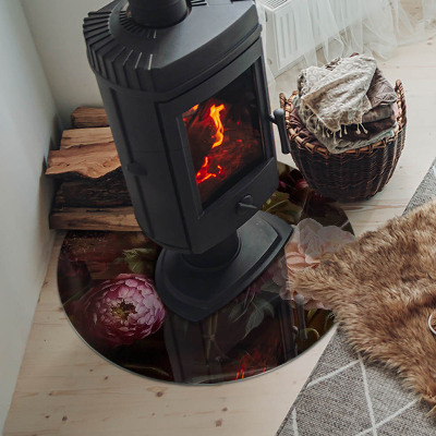 Onderplaat kachel ronde Bloemenboeket in detail