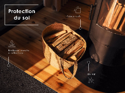 Plaat voor onder houtkachel in zwarte rechthoekige uitvoering