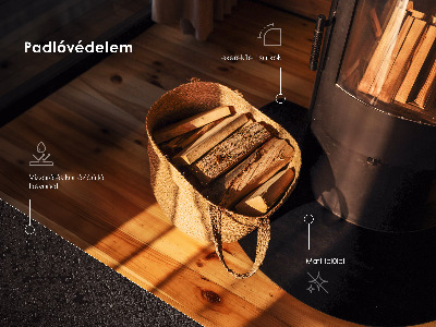 Plaat voor onder houtkachel in zwarte rechthoekige uitvoering