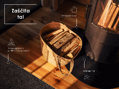 Plaat voor onder houtkachel in zwarte rechthoekige uitvoering