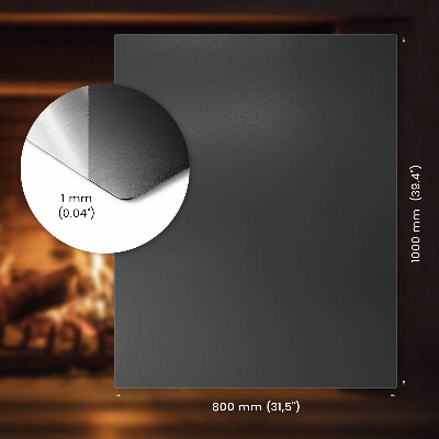Plaat voor onder houtkachel in zwarte rechthoekige uitvoering