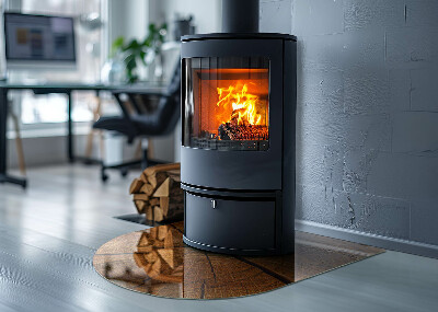 Onderplaat kachel halfovale Dwarsdoorsnede van boomringen in realistische stijl