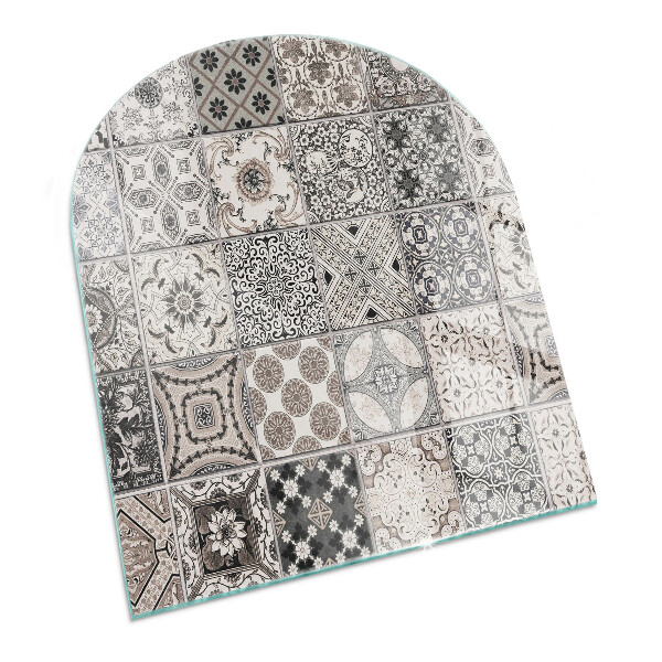 Onderplaat kachel halfovale Decoratieve tegelmotieven