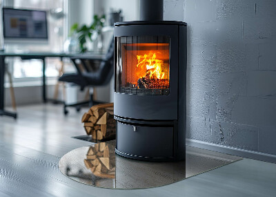 Onderplaat kachel halfovale Verse houttextuur