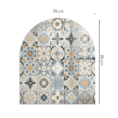 Onderplaat kachel halfovale Mozaïekachtige tegelpatronen