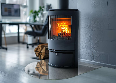 Onderplaat kachel halfovale Ruwe betonstructuur