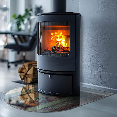 Onderplaat kachel halfovale Tinten van planken in een unieke combinatie