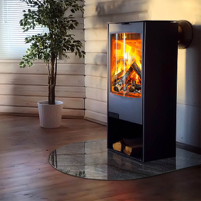 Onderplaat kachel halfovale Rotstextuurmotief