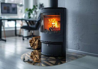 Kachel vloerplaat halfovale Abstracte vormen met een houten motief