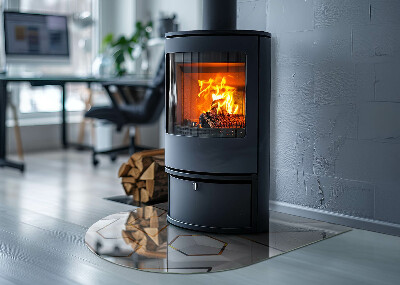 Onderplaat kachel halfovale Driedimensionaal geometrisch motief