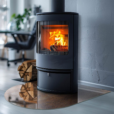 Onderplaat kachel halfovale Roestmotief op de achtergrond