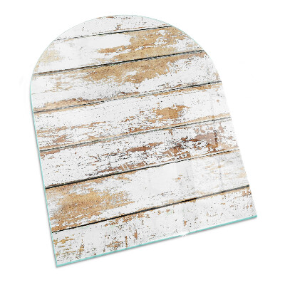 Onderplaat kachel halfovale Een versleten houten plank