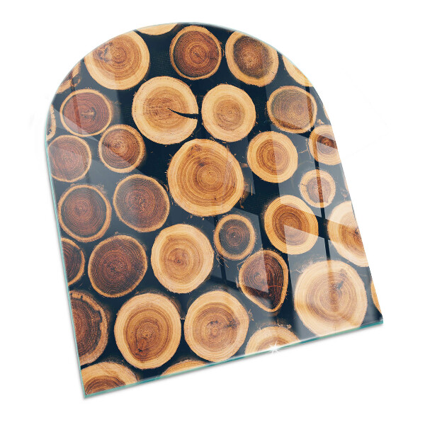 Kachel vloerplaat halfovale Een doos met een tekening van gesneden hout