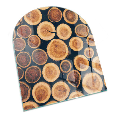 Kachel vloerplaat halfovale Een doos met een tekening van gesneden hout