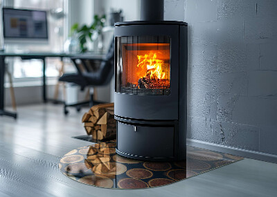 Kachel vloerplaat halfovale Een doos met een tekening van gesneden hout