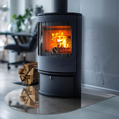 Onderplaat kachel halfovale Steenstructuurmotief