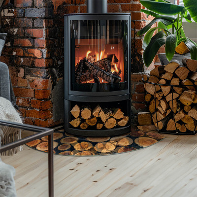 Onderplaat kachel kwart Een doos met een tekening van gesneden hout