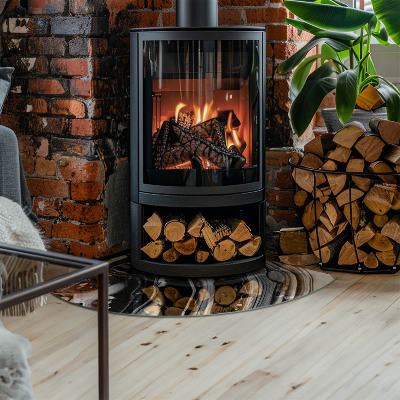 Onderplaat kachel kwart Golven en lijnen in een abstracte stijl