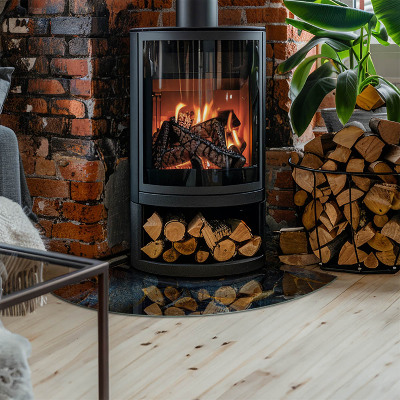 Onderplaat kachel kwart Elegante bladeren in patronen