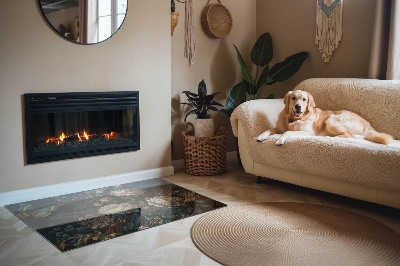 Onderplaat kachel rechthoekige Vlinders op een achtergrond van bloemen