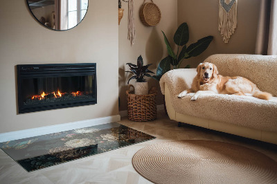 Onderplaat kachel rechthoekige Vlinders op een achtergrond van bloemen