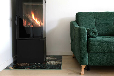 Onderplaat kachel rechthoekige Vlinders op een achtergrond van bloemen