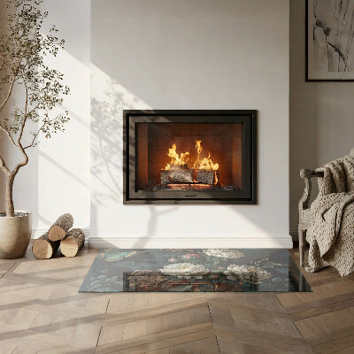 Onderplaat kachel rechthoekige Vlinders op een achtergrond van bloemen