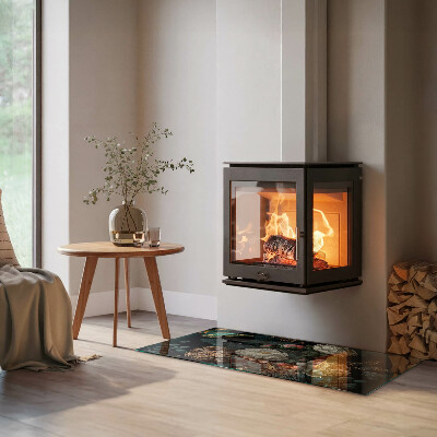 Onderplaat kachel rechthoekige Vlinders op een achtergrond van bloemen