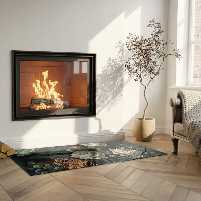 Onderplaat kachel rechthoekige Vlinders op een achtergrond van bloemen