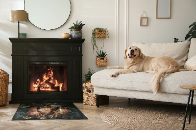 Onderplaat kachel rechthoekige Vlinders op een achtergrond van bloemen