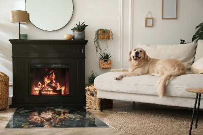 Onderplaat kachel rechthoekige Vlinders op een achtergrond van bloemen
