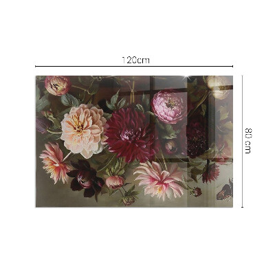 Onderplaat kachel rechthoekige Details van kleurrijke bloemen