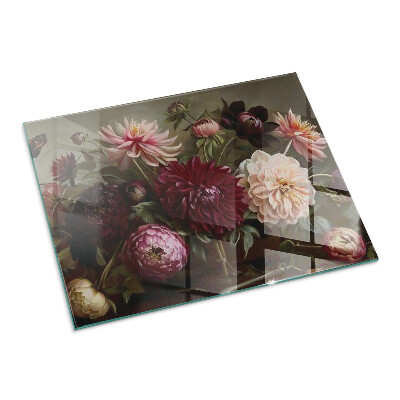 Onderplaat kachel rechthoekige Details van kleurrijke bloemen