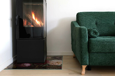 Onderplaat kachel rechthoekige Details van kleurrijke bloemen