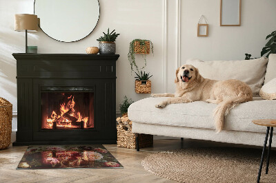 Onderplaat kachel rechthoekige Details van kleurrijke bloemen