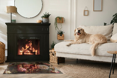 Onderplaat kachel rechthoekige Details van kleurrijke bloemen