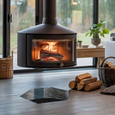 Zeshoekig vloerplaat voor houtkachel Klassiek marmerdesign