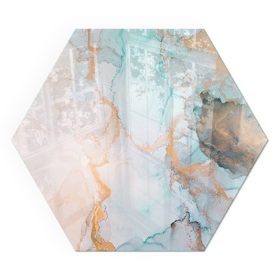 Zeshoekig onderplaat kachel Abstracte kleurgolven