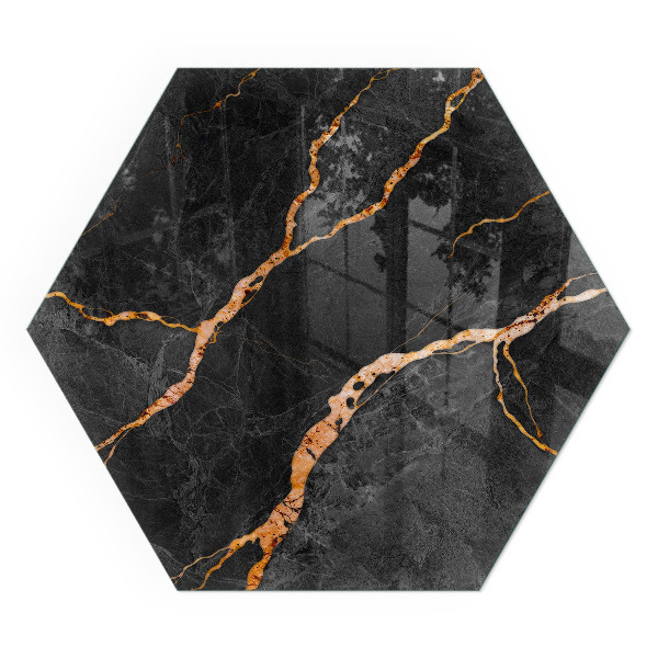 Zeshoekig vloerplaat voor houtkachel Klassiek marmer met subtiele aderen.